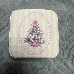 Pink and Green Christmas Tree Cushioned Trinket Box NEW